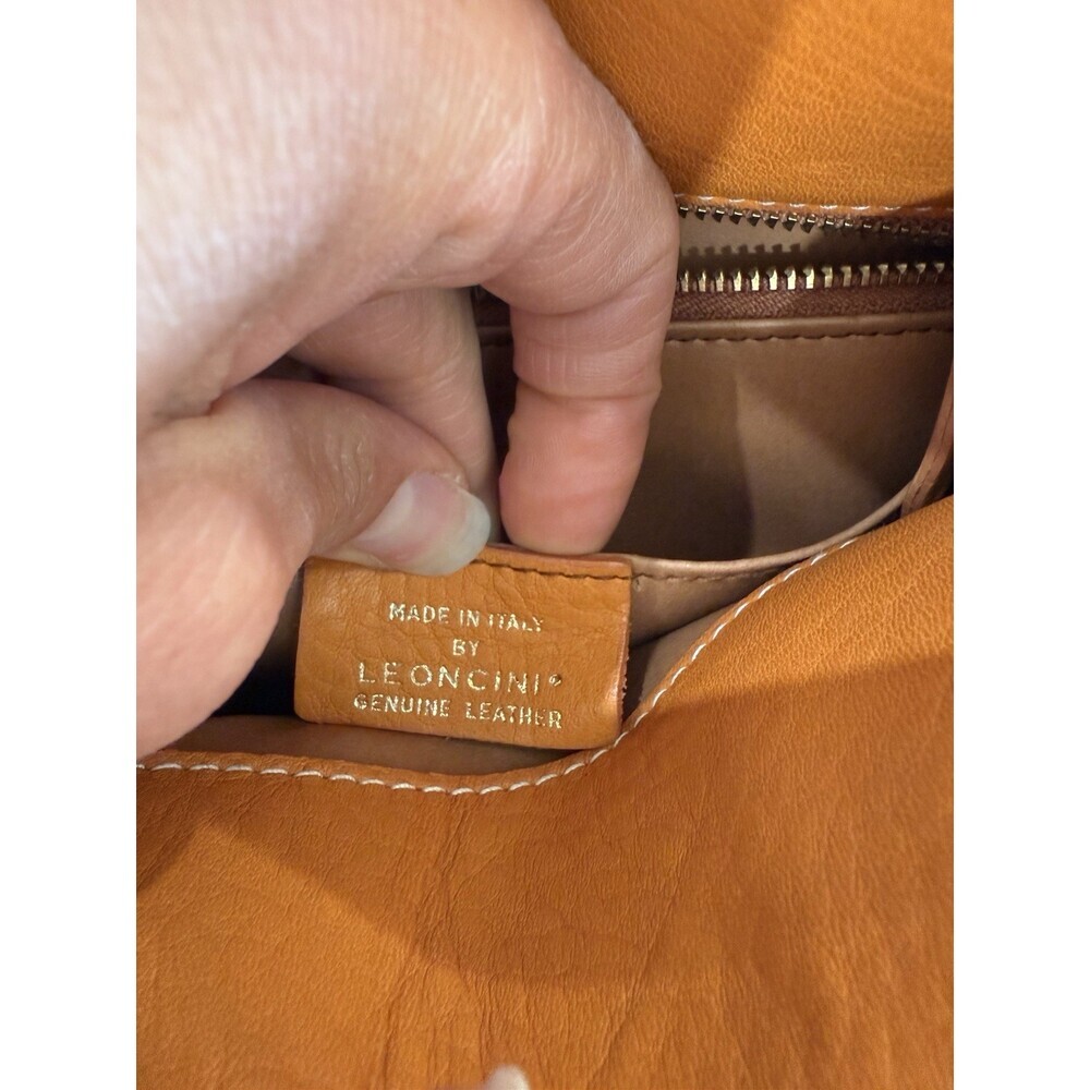 Leoncini Leather Orange Leather Hand Bag Crossbody Italy Purse - Picture 6 of 7